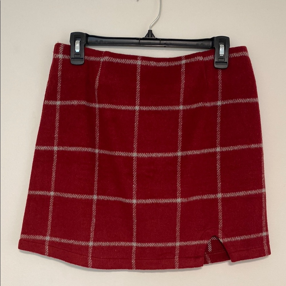 Lulu's Red Pencil Mini Skirt with Slit for Casual Wear